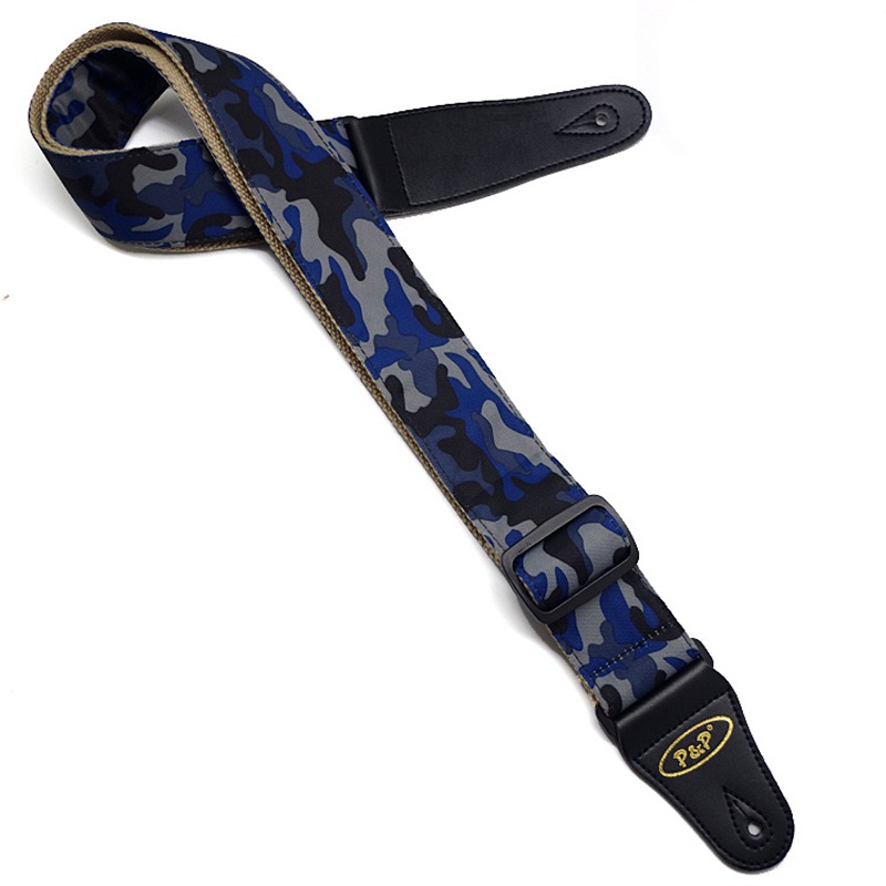 Sangle de guitare acoustique - Motif camouflage bleu