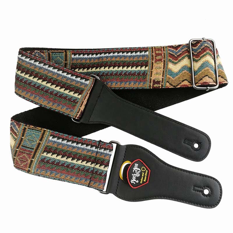 Sangle de guitare acoustique en coton de haute qualité - longueur réglable vue accroche