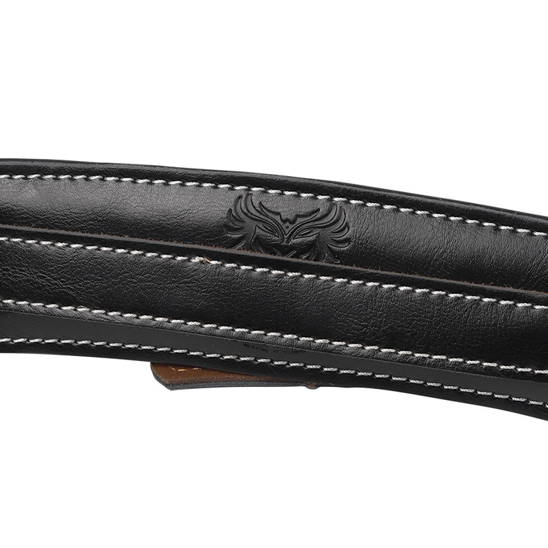 Sangle de guitare acoustique en cuir noir vue extérieure