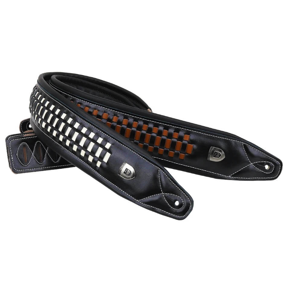 Sangle de guitare électrique en cuir tressé avec 2 couleurs au choix