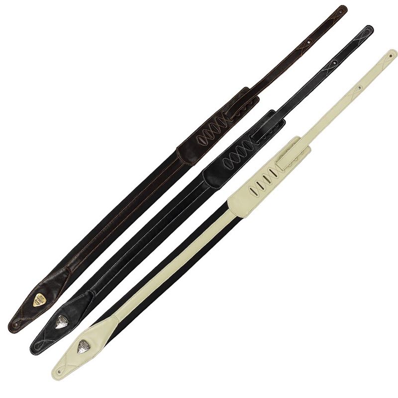 Sangle de guitare en cuir rembourrée vue complète