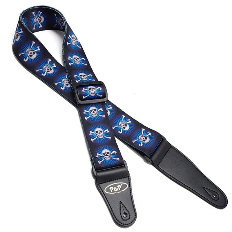 Sangle de guitare tête de mort imprimée Multi Tête de Pirates