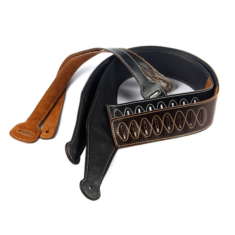 détails accroche sangle en cuir pour guitare acoustique double-couche