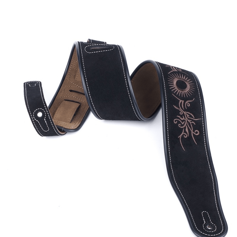 détails sangle de guitare acoustique ou électrique western couleur noir
