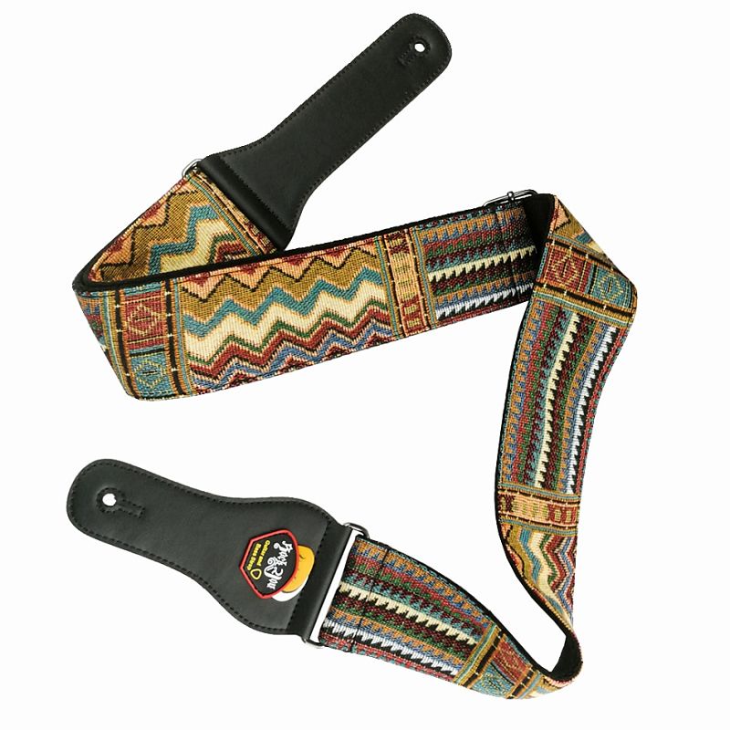 Sangle de guitare vintage de type jacquard en coton avec accroche mediator