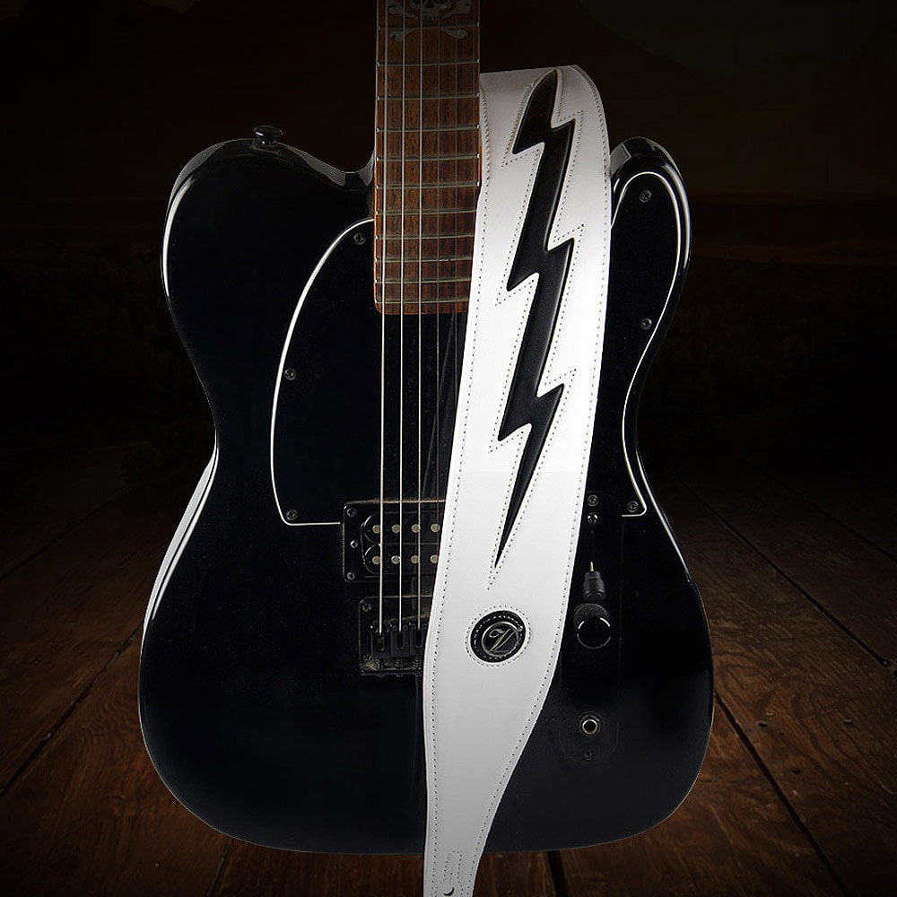 Sangle de guitare en cuir motif éclair
