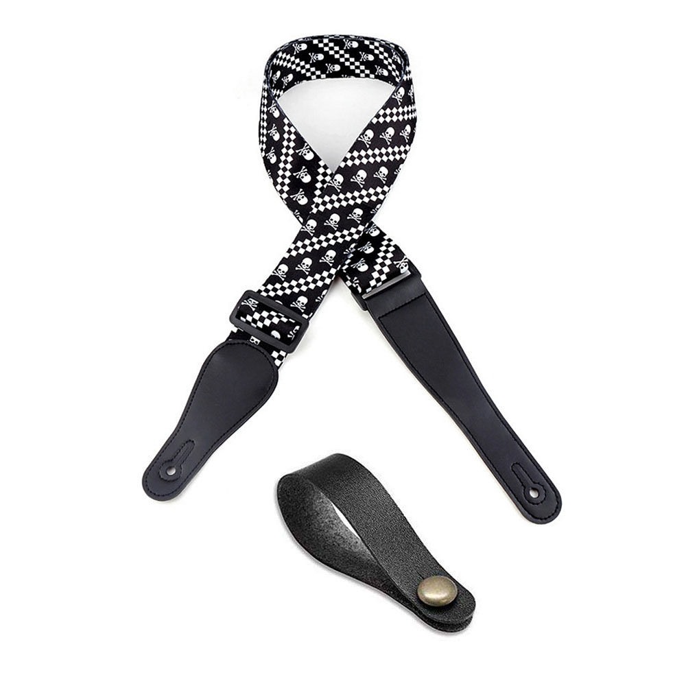 Sangle guitare tête de mort avec support