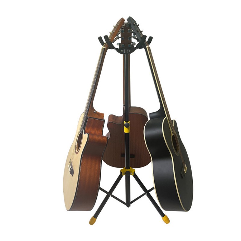 utilisation du porte guitare au sol trépied pilant et réglables pour 3 guitares et ou 3 basses électriques