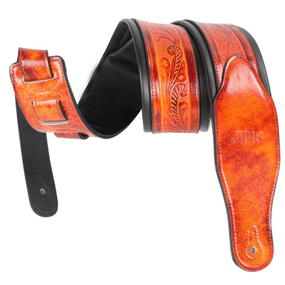 Sangle de Guitare en Cuir Artisanale “Arabesques du Luthier”