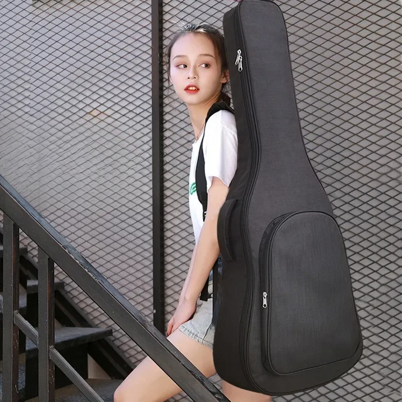 Housse Guitare Acoustique Noire, Sac à Dos de Transport Multi-Tailles (34, 36, 39, 41 Pouces) pour Classique et Folk