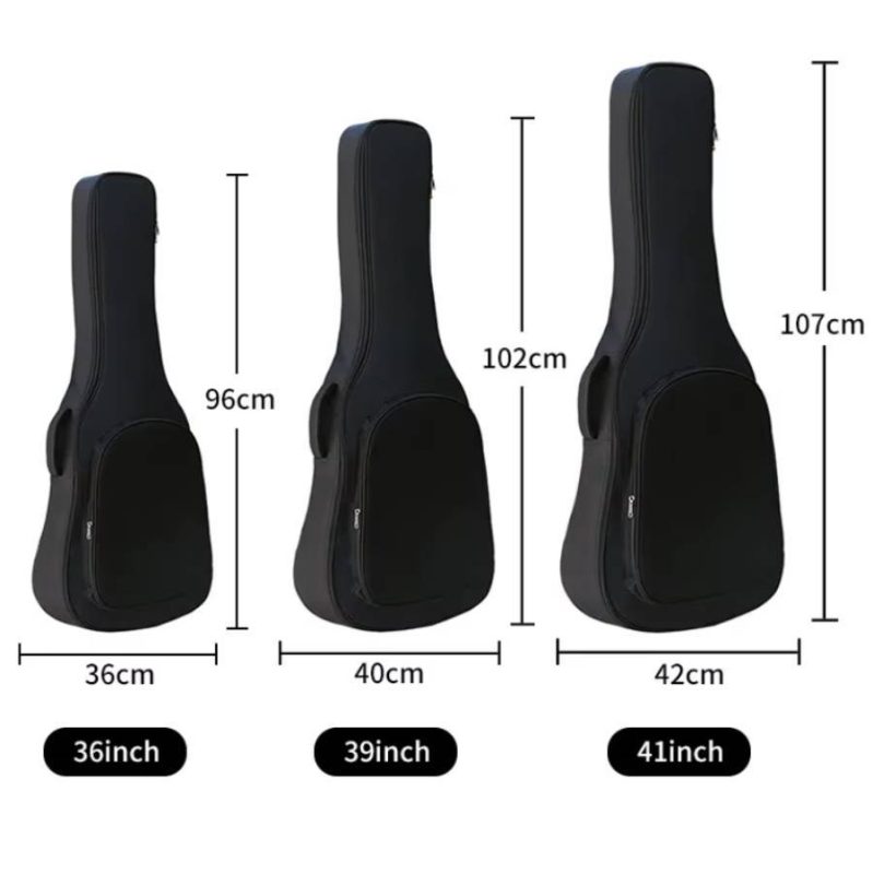 Taille Housse Guitare Acoustique Noire, Sac à Dos de Transport Multi-Tailles (34, 36, 39, 41 Pouces) pour Classique et Folk